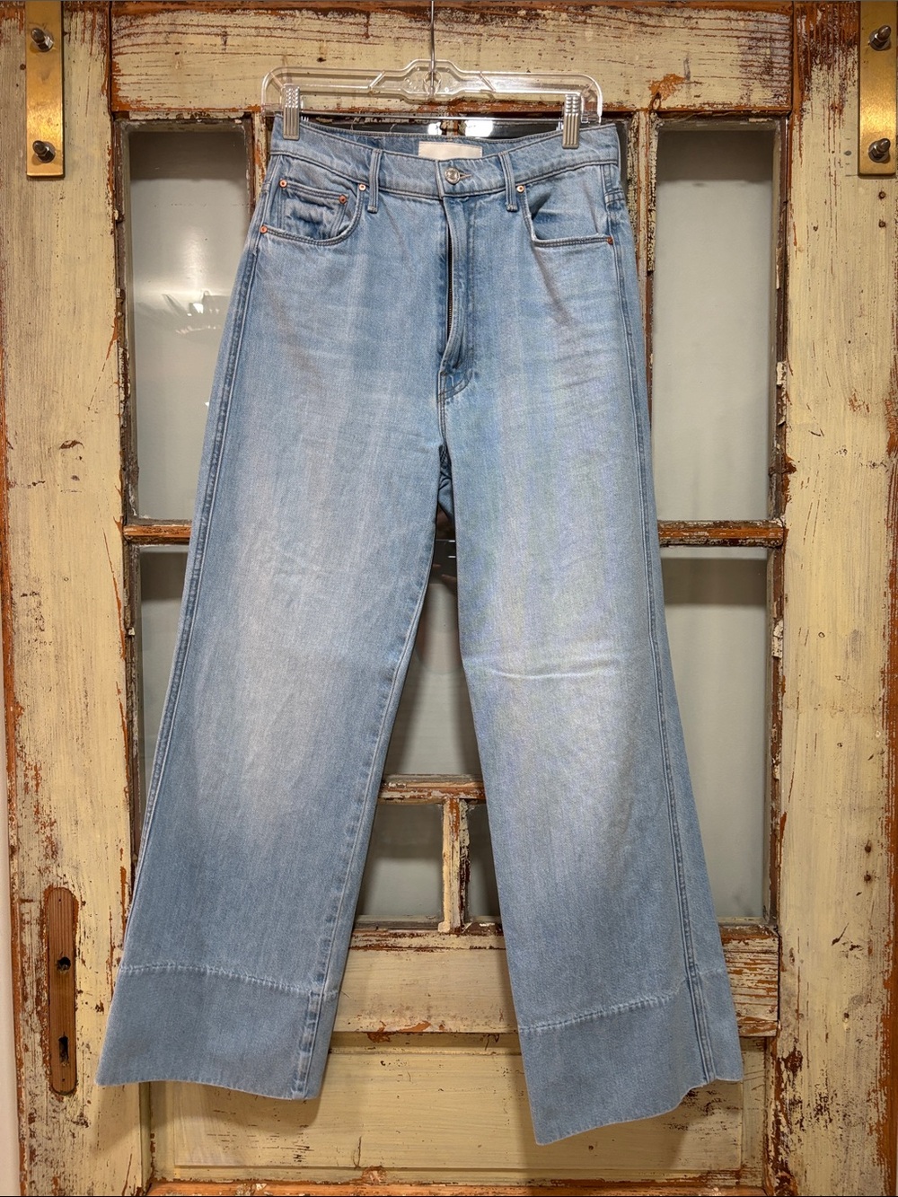 MOTHER Light Blue Wide-Leg High-Rise Jeans